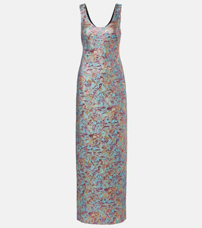 Dries Van Noten Brocade Maxi Dress In Multi