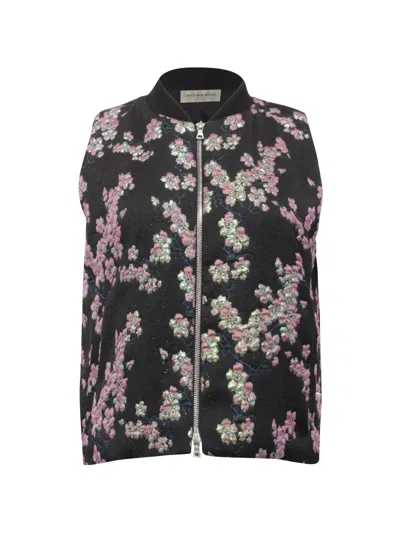 Pre-owned Dries Van Noten Brocade Two-way Zip Vest In Black