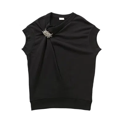 Pre-owned Dries Van Noten Brooched Sleeveless Sweatshirt 'black' | Women's Size M