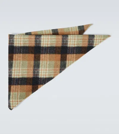 Dries Van Noten 格纹羊毛围巾 In Brown