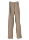 Dries Van Noten Checked Pleated Trousers In Brown