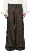 Dries Van Noten Brown & Black Wide Pleated Cargo Pants In 705 Mud