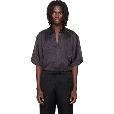 Dries Van Noten Brown & Blue Button-down Shirt In Black