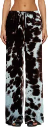 Dries Van Noten Brown & Blue Elasticated Trousers In Multi