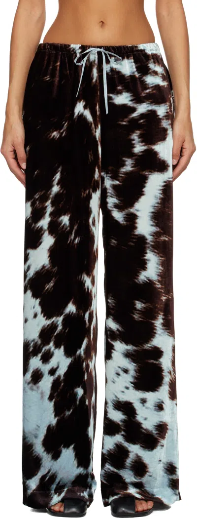 Dries Van Noten Brown & Blue Elasticated Trousers In Multi