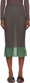 Dries Van Noten Women Brown Printed Mesh Layered Midi Skirt In Brown