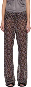 Dries Van Noten Brown & Purple Embellished Jersey Trousers In Multi