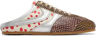 Dries Van Noten Brown & Silver Leather Mule Sneakers In Multi