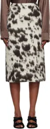Dries Van Noten Brown & White Cow Print Midi Skirt