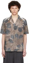 Dries Van Noten Brown & White Hand-dyed Floral Shirt