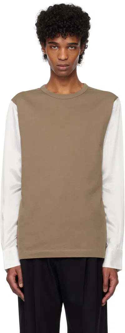 Dries Van Noten Brown & White Paneled T-shirt In 705 Mud