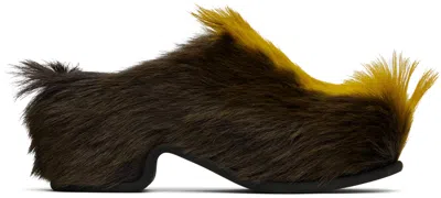 Dries Van Noten Brown & Yellow Platform Clogs