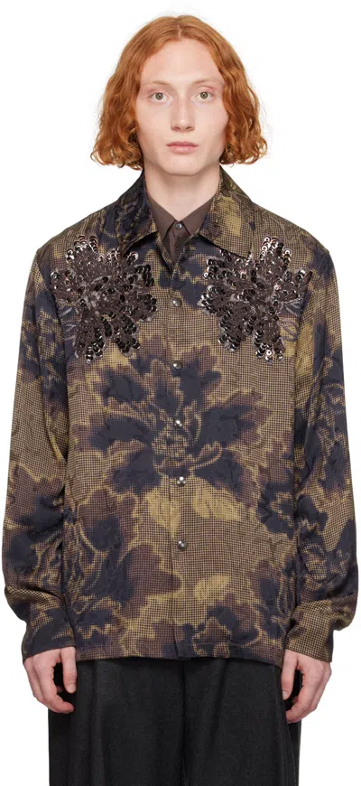 Dries Van Noten Brown Beaded Shirt In 703 Brown