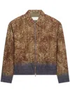 Dries Van Noten Chocolate Brown Jacket With Feather-like Pattern In Brown