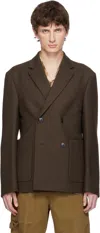 Dries Van Noten Brown Boxy Wool Blazer In Brown