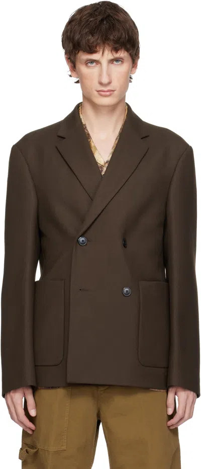 Dries Van Noten Brown Boxy Wool Blazer