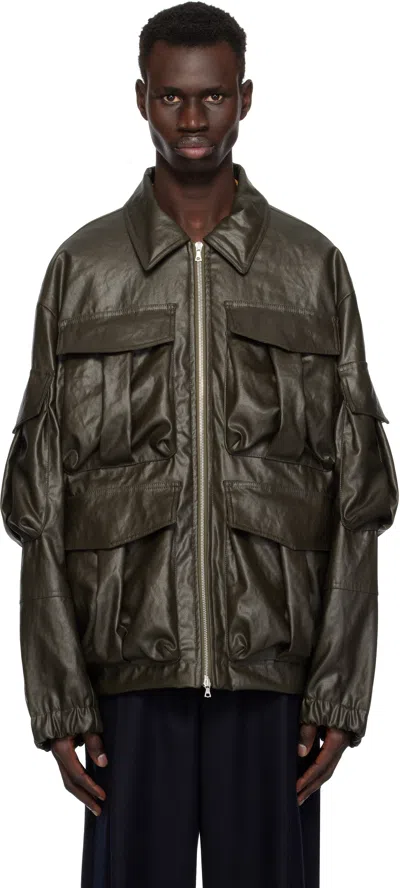 Dries Van Noten Brown Cargo Pocket Jacket In 606 Khaki