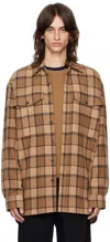 DRIES VAN NOTEN BROWN CHECK SHIRT