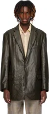 Dries Van Noten Brown Coated Blazer In 606 Khaki