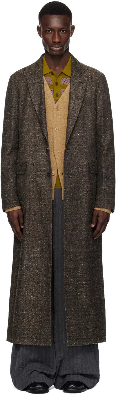 Dries Van Noten Brown Cotton & Silk Coat In 705 Mud