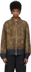Dries Van Noten Chocolate Brown Jacket With Feather-like Pattern In 703 Brown