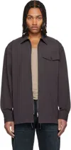 Dries Van Noten Brown Cotton Zipped Shirt In Brown