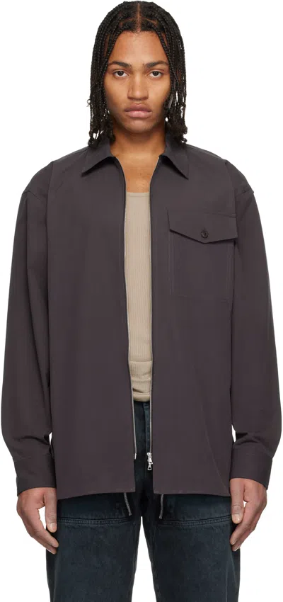 Dries Van Noten Brown Cotton Zipped Shirt