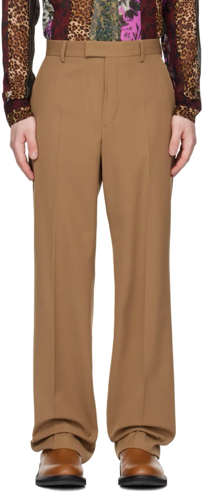 Dries Van Noten Brown Creased Trousers In 101 Sand