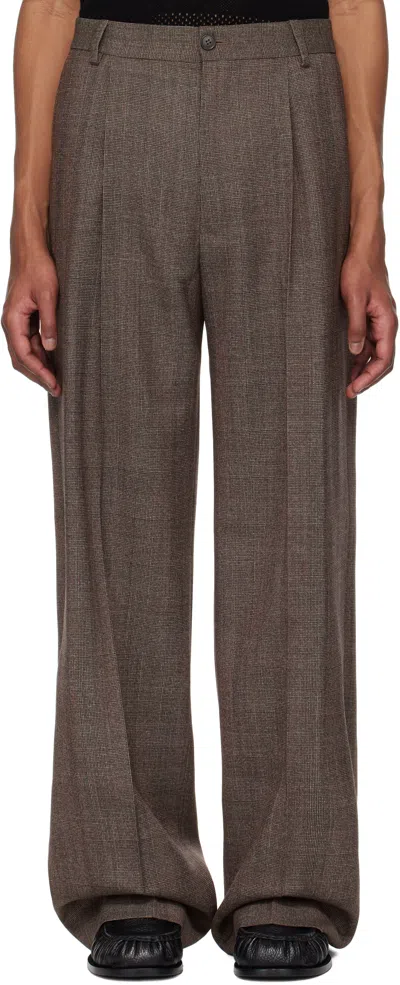 Dries Van Noten Brown Creased Trousers In 352 Red