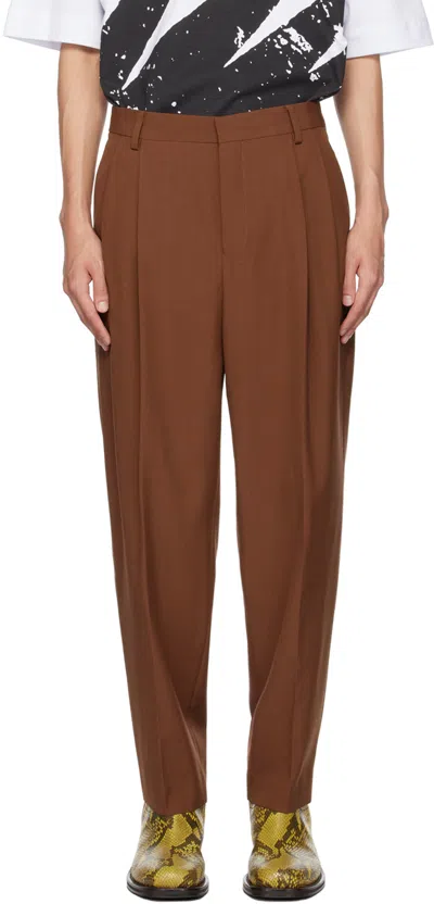 Dries Van Noten Brown Creased Trousers In 701 Rust