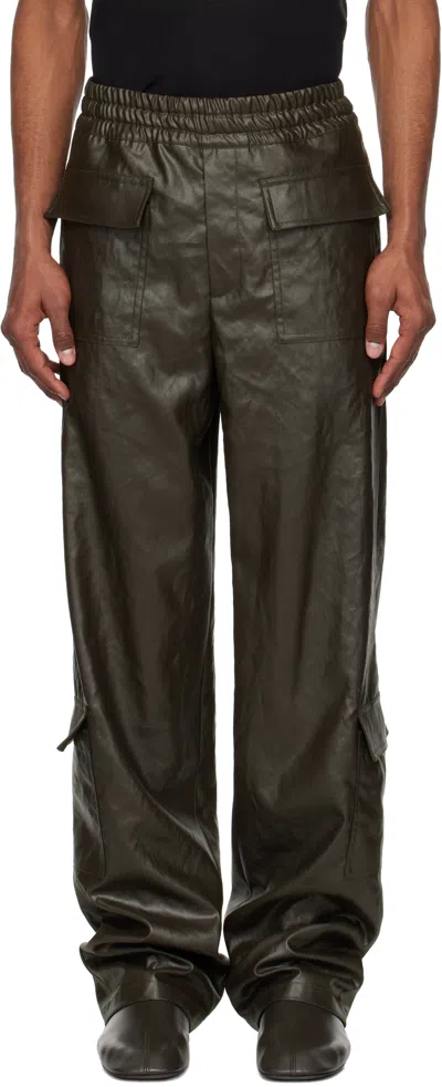 DRIES VAN NOTEN BROWN CRÊPE CARGO PANTS