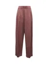Dries Van Noten Brown Cupro Cotton Blend Wide-leg Trousers In Beige