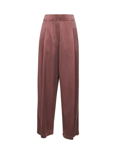 Dries Van Noten Brown Cupro Cotton Blend Wide-leg Trousers In Beige