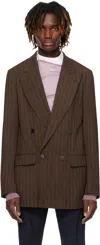 Dries Van Noten Brown Double-breasted Blazer In 703 Brown