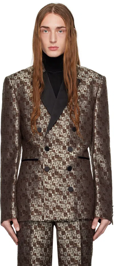 Dries Van Noten Brown Double-breasted Blazer In 703 Brown
