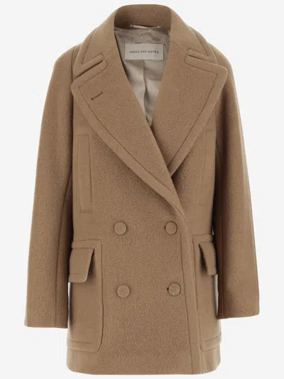 Dries Van Noten Double-breasted Wool Coat In Beige