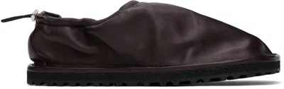 Dries Van Noten Brown Drawstring Slippers In 359 Bordeaux