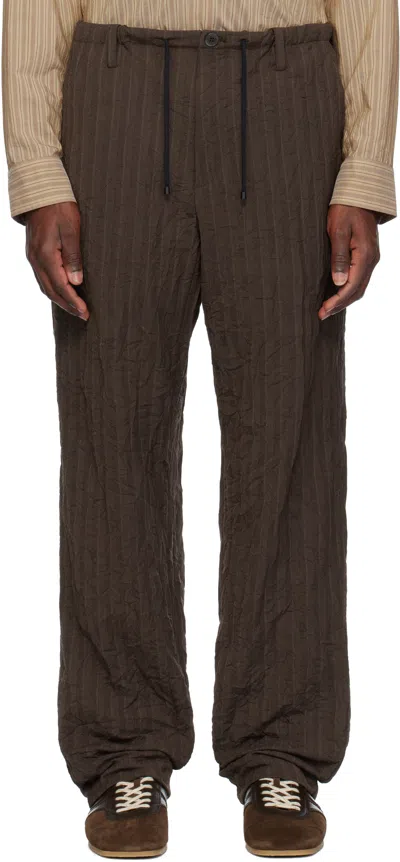 Dries Van Noten Brown Drawstring Trousers In 703 Brown