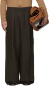 Dries Van Noten Brown Drawstring Trousers In 704 Dark Brown