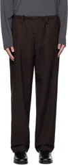 Dries Van Noten Brown Drawstring Trousers In Burgundy