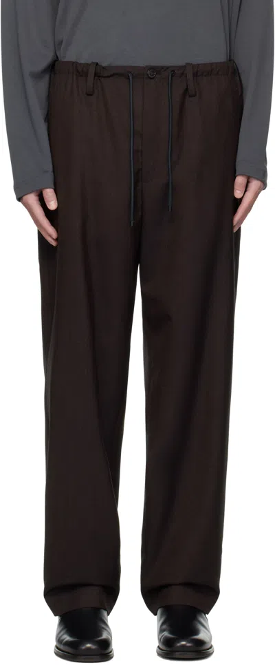 Dries Van Noten Brown Drawstring Trousers In Burgundy