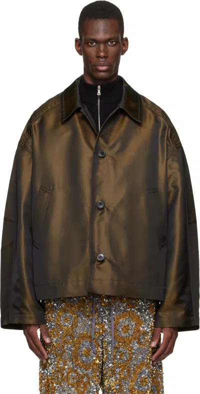 Dries Van Noten Brown Dropped Shoulder Jacket