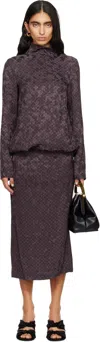Dries Van Noten Brown Gathered Midi Dress