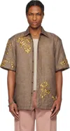 Dries Van Noten Brown Graphic Hardware Shirt In Brown 703
