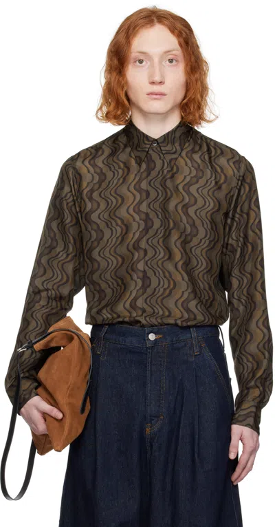 Dries Van Noten Brown Graphic Shirt In 703 Brown