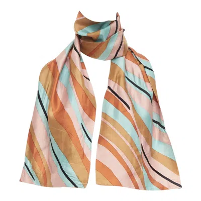 Pre-owned Dries Van Noten Brown Green Multicolor 100% Silk Printed Scarf