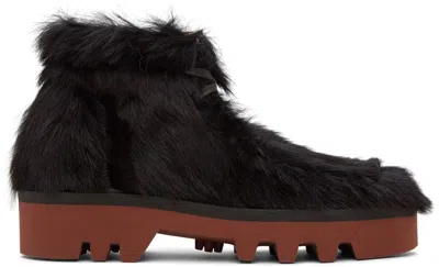 Dries Van Noten Brown Hair-on Leather Boots In Dark Brown