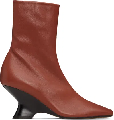 Dries Van Noten Brown Heeled Ankle Boots In Multi