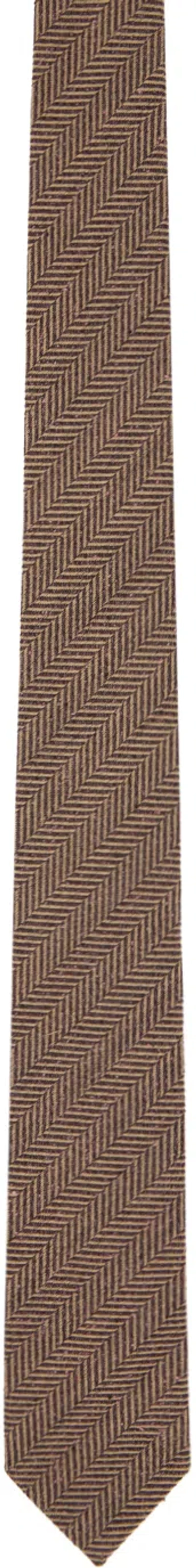 Dries Van Noten Brown Herringbone Tie In 703 Brown