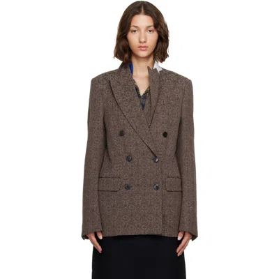 Dries Van Noten Brown Jacquard Blazer In Multi